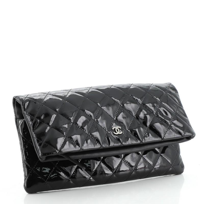 Black Chanel Beauty CC Clutch Quilted Patent