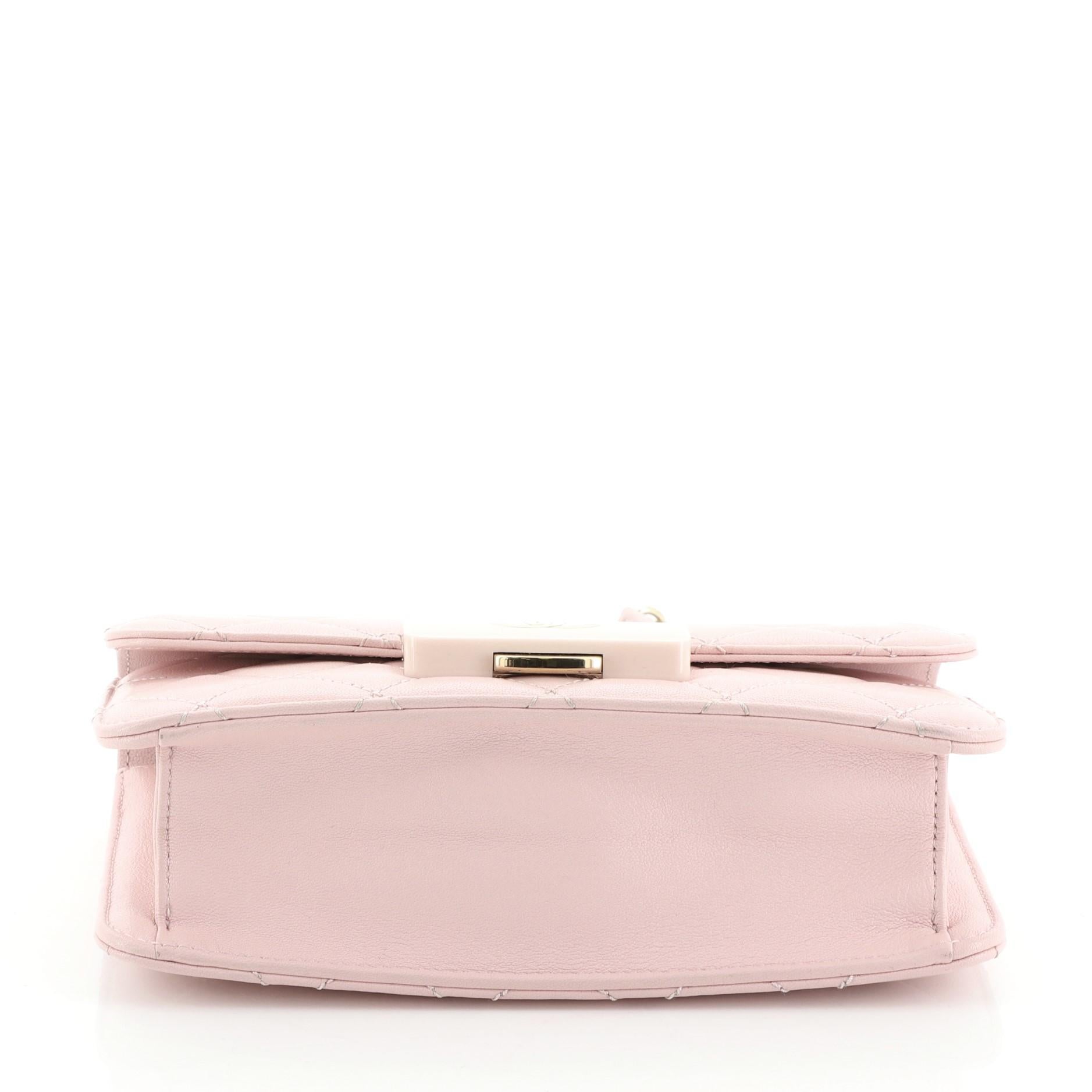 Beige Chanel Beauty Lock Flap Bag Quilted Sheepskin Mini