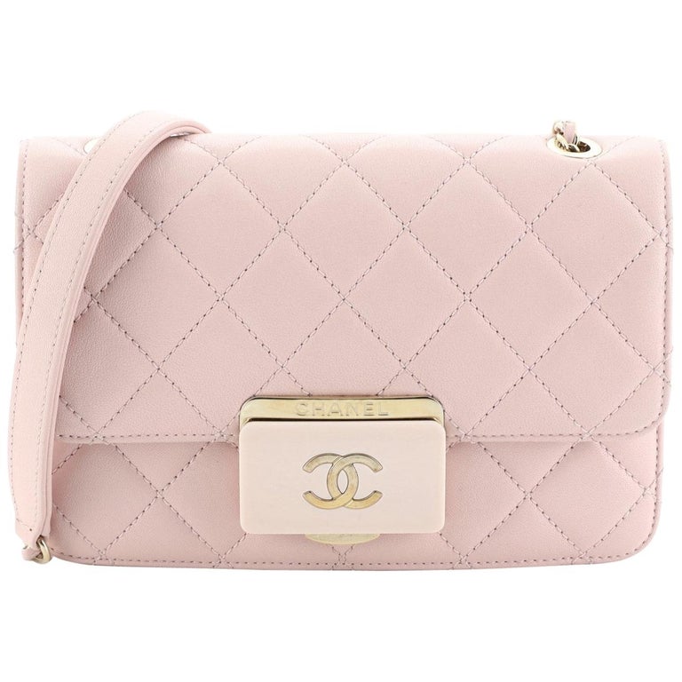 Chanel Beauty Lock Flap Bag Quilted Sheepskin Large Neutral 736471