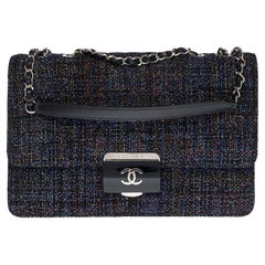 Chanel Beauty Lock Multicolore Black Tweed Lambskin Quilted Flap Borsa a spalla