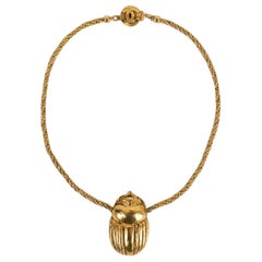 chanel scarab necklace Chanel "Beetle" Necklace in Gilded Metal