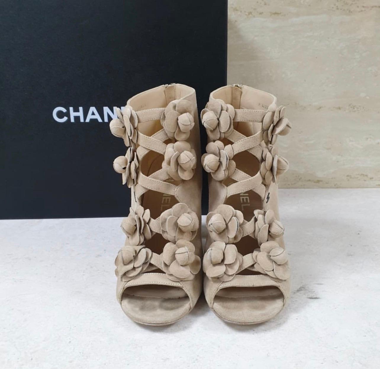 chanel flower boots