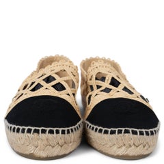 CHANEL beige 18C GREECE RAFFIA Espadrilles Flats Shoes 42 fit 40.5
