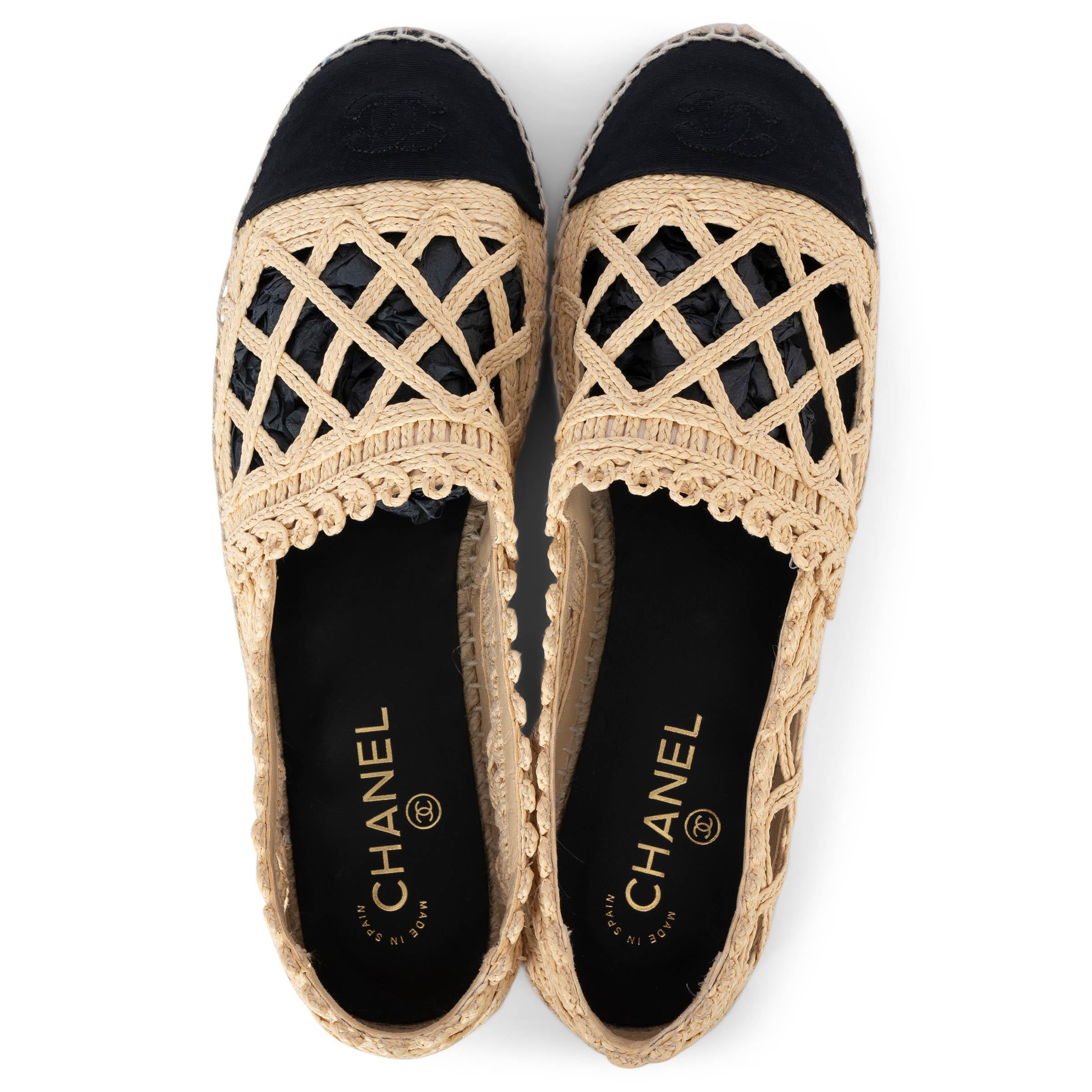 De las mujeres CHANEL beige 18C GRECIA RAFFIA Alpargatas Zapatos planos 42 talla 40.5 en venta