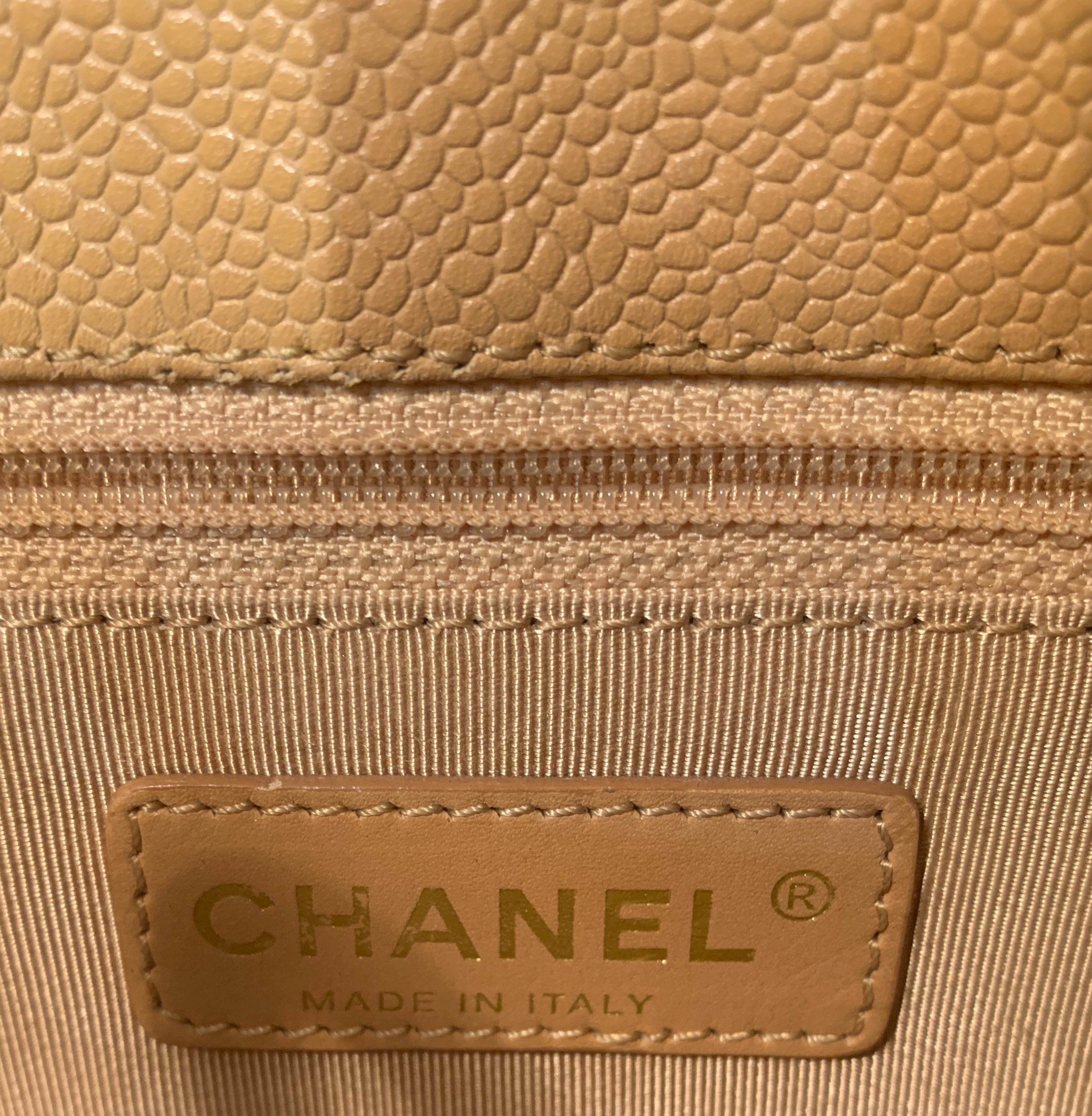Chanel Beige (20) Matelasse Quilted Caviar Leather Gold Chain Grand Shopping Bag 7