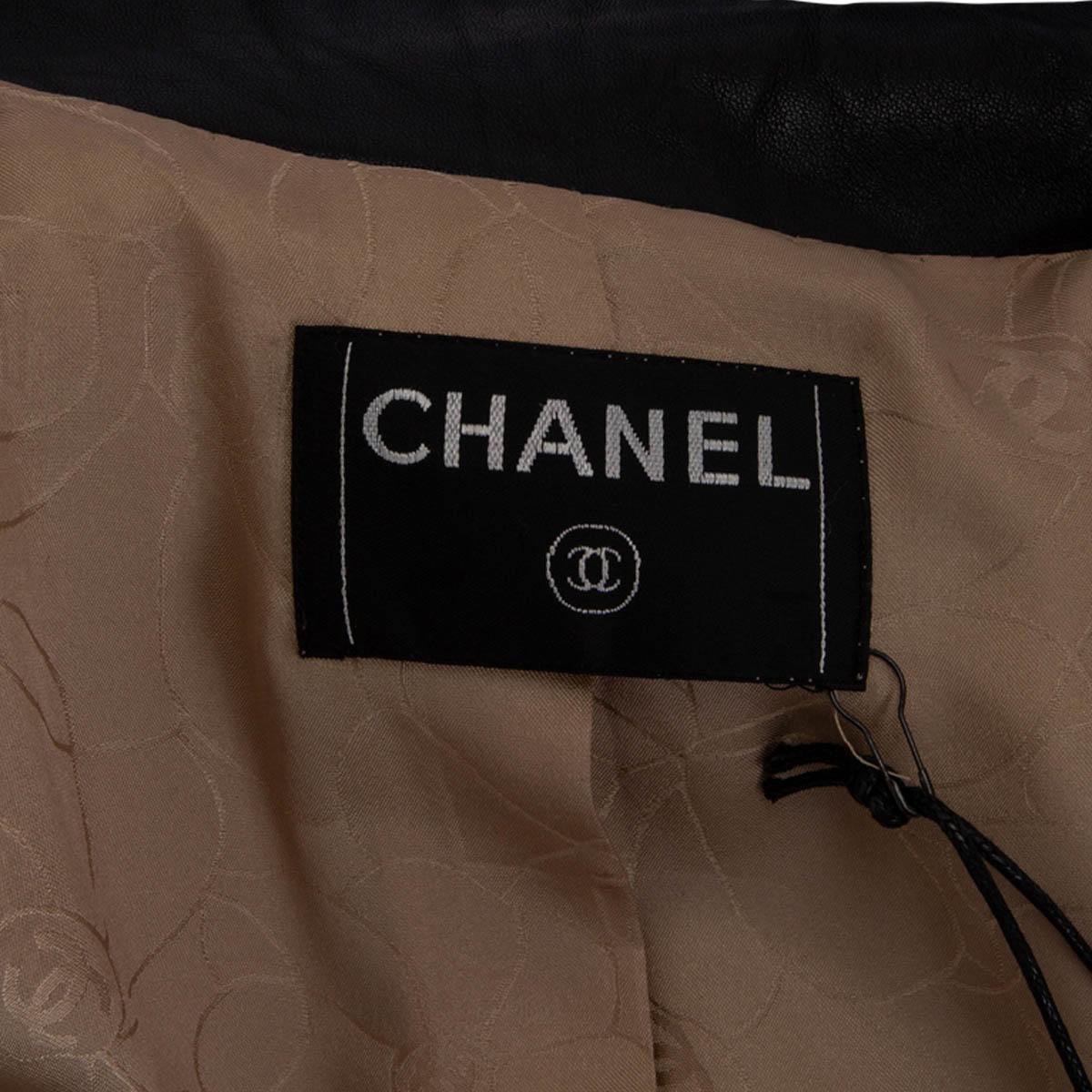 CHANEL beige 2001 LEATHER TRIM CAMEL HAIR Coat Jacket XS For Sale 1