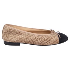 CHANEL beige 2017 17A COSMOPOLITE CAMELLIA VELVET Ballettschuhe 38