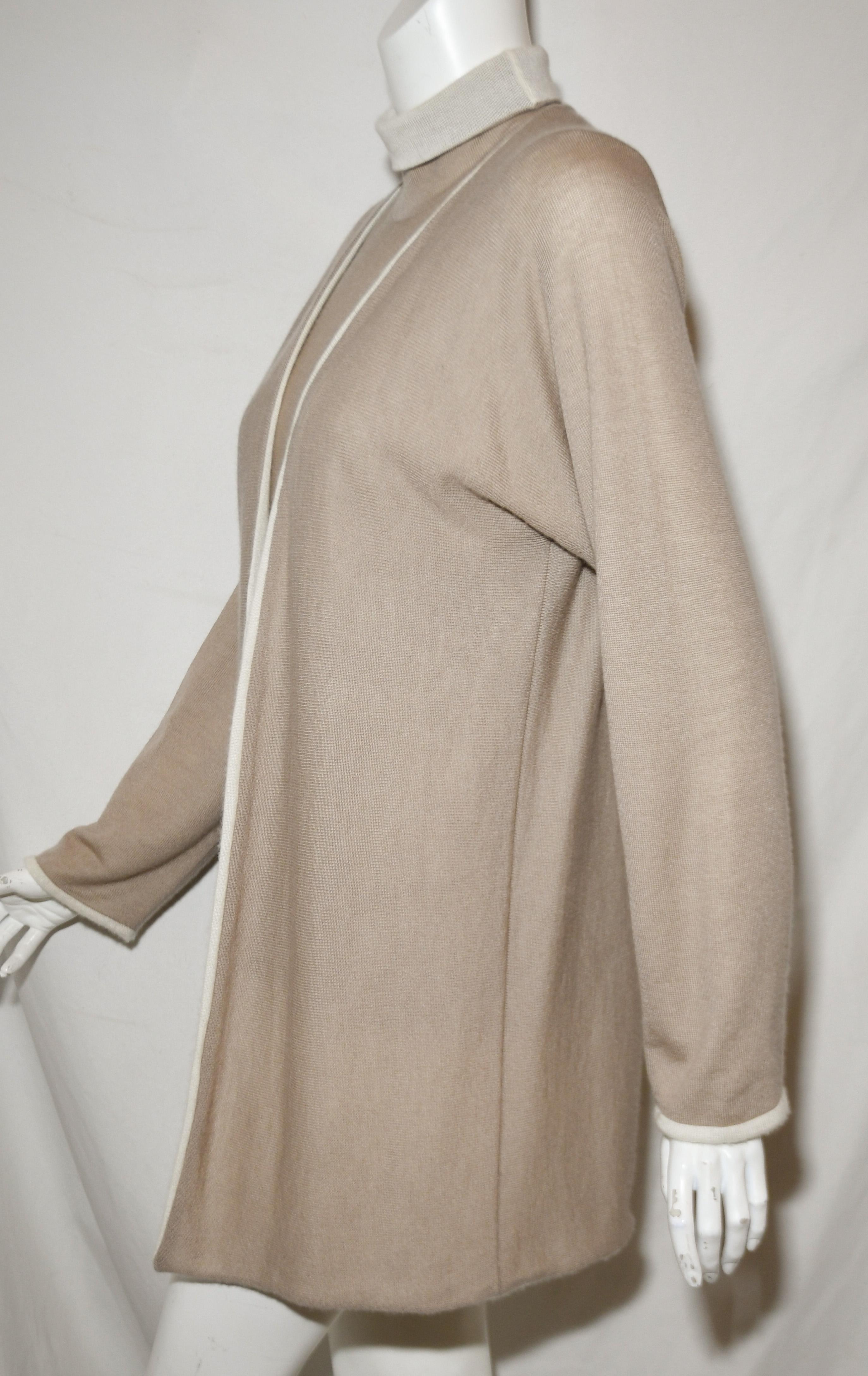 Chanel Beige and Ivory Cashmere Sweater Set  In Good Condition In Palm Beach, FL