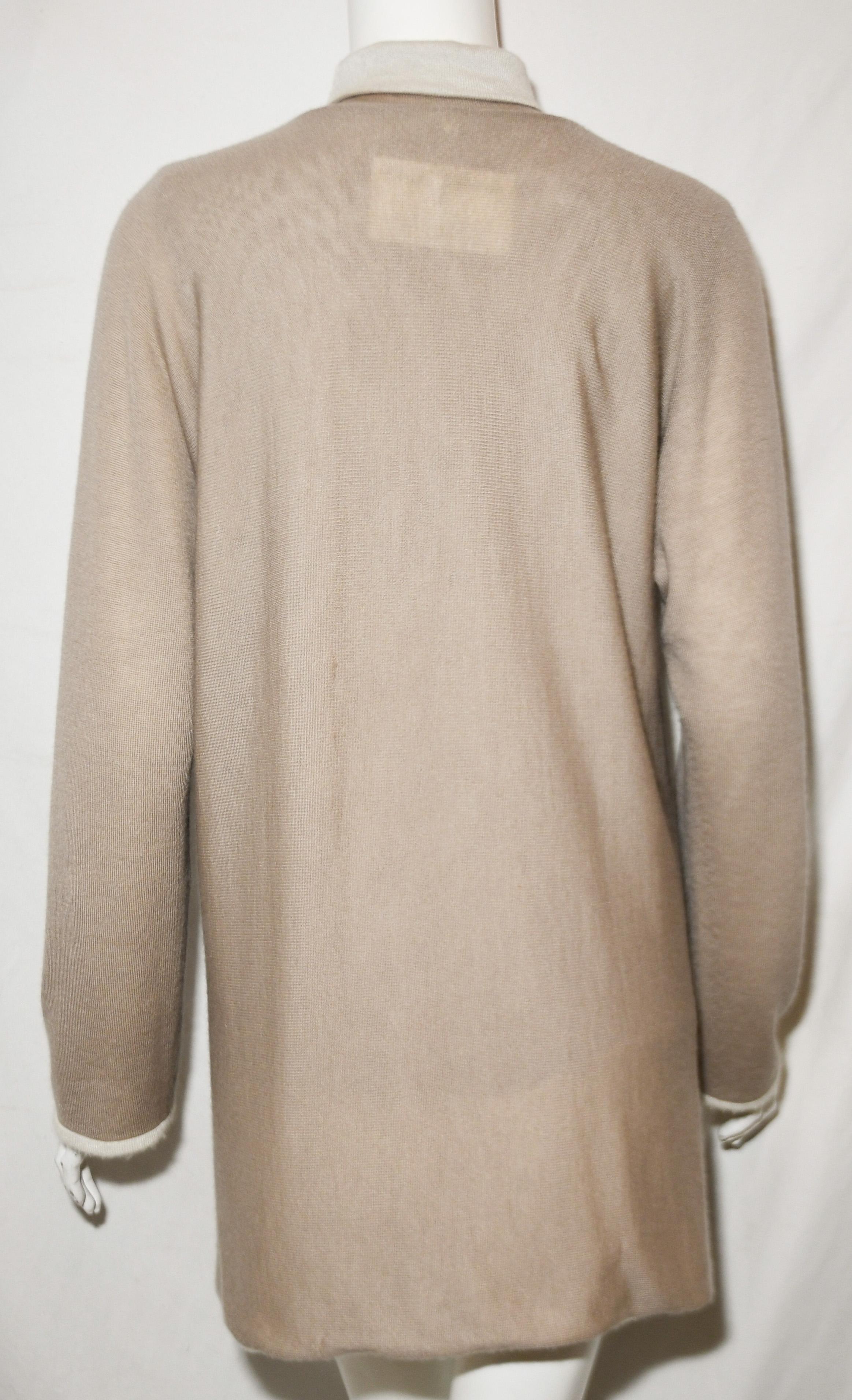 Women's Chanel Beige and Ivory Cashmere Sweater Set 