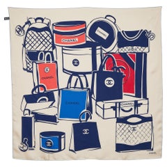 Chanel Beige Bags Print Silk Scarf
