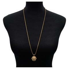 Chanel Beige Ball Sphere Gold Metal Studs Logo Chain Necklace