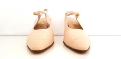 Chanel Beige Beige Silk Pointed Heels with Chanel logo embroidered on - NEW S.40
