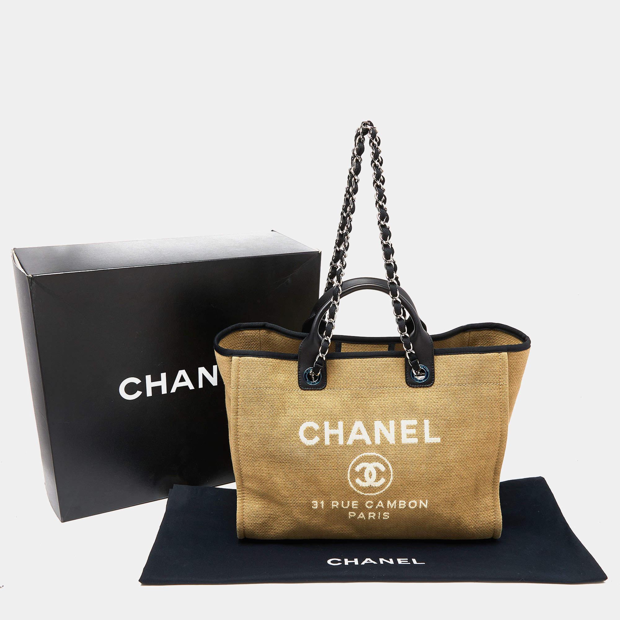 Chanel Beige/Black Canvas and Leather Large Deauville Shopper Tote 12