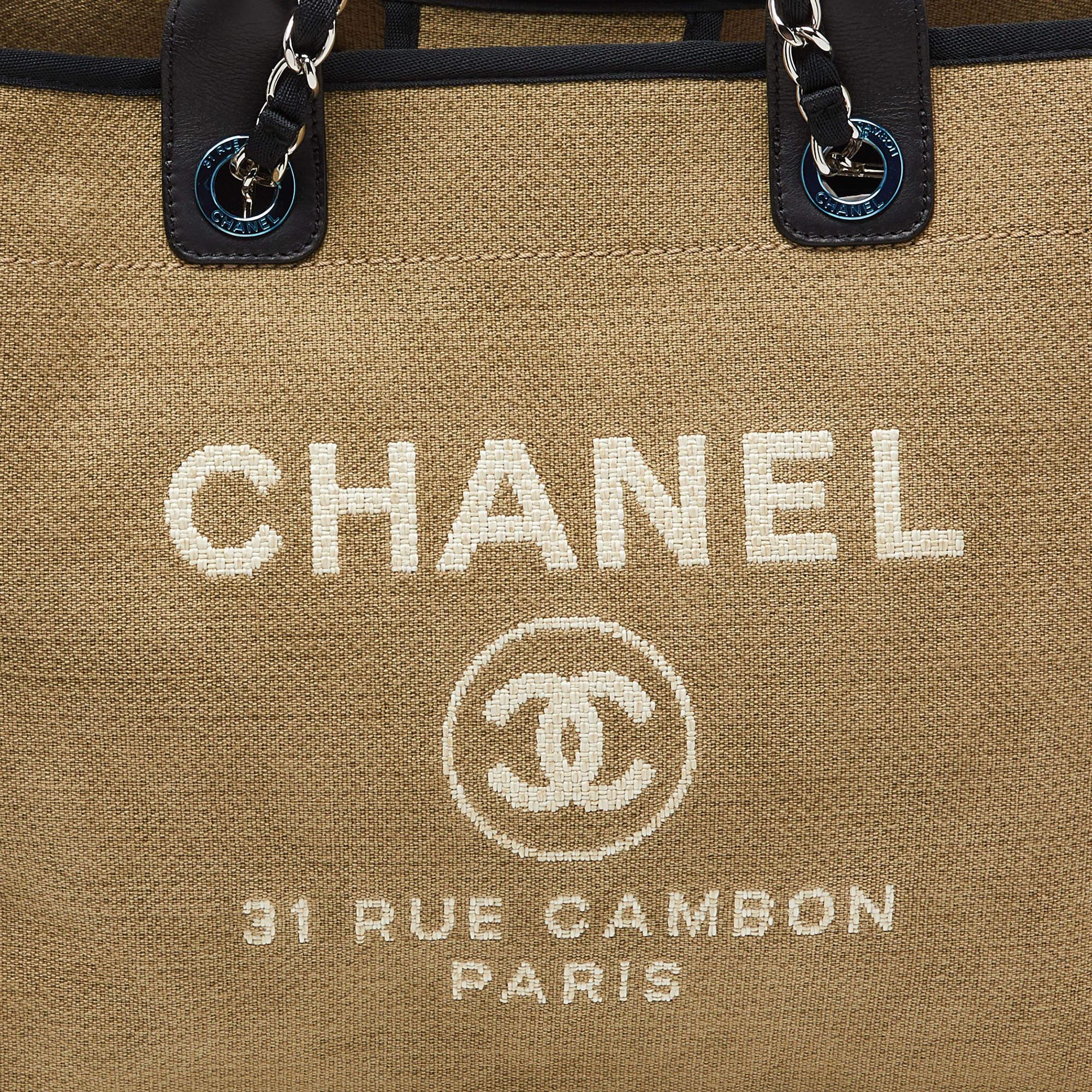 Chanel Beige/Black Canvas and Leather Large Deauville Shopper Tote 5