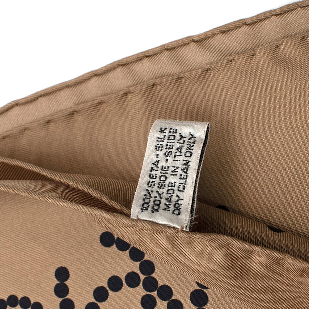 White Chanel Beige, Black & Cream Silk Logo Scarf