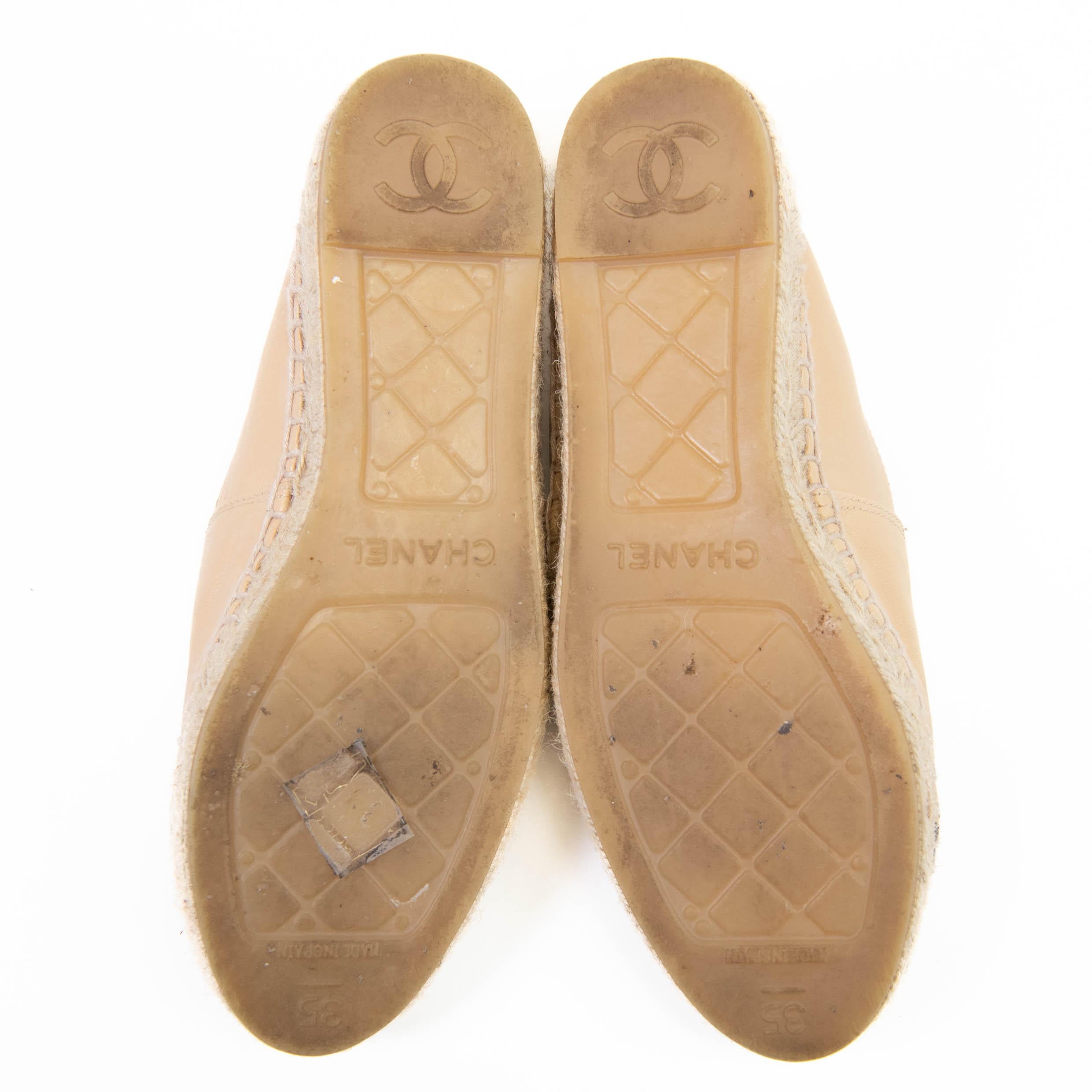 Espadrilles Chanel Beige Black Lambskin CC 35 3