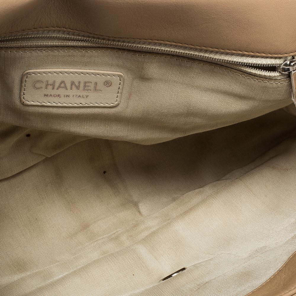 Chanel Beige/Black Leather Canebiers Jumbo Flap Bag 6