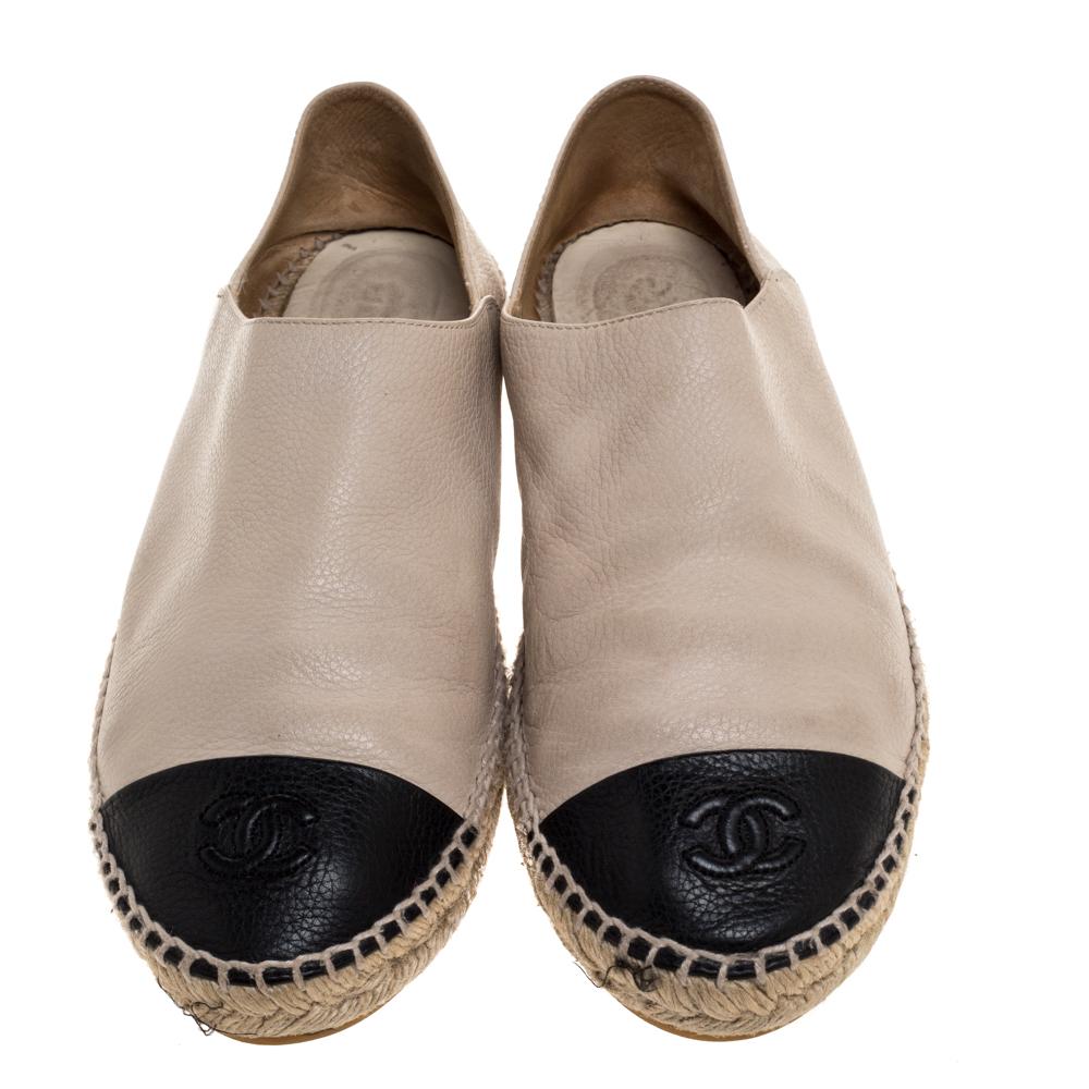 chanel leather espadrilles