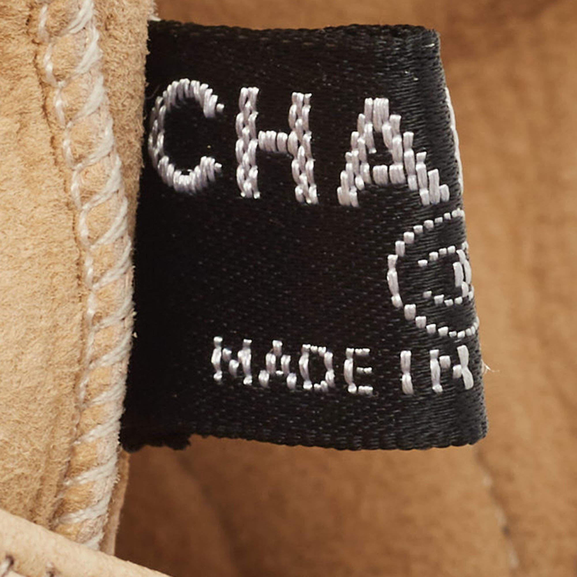 Chanel Beige/Black Leather CC Fingerless Gloves Size 8 1