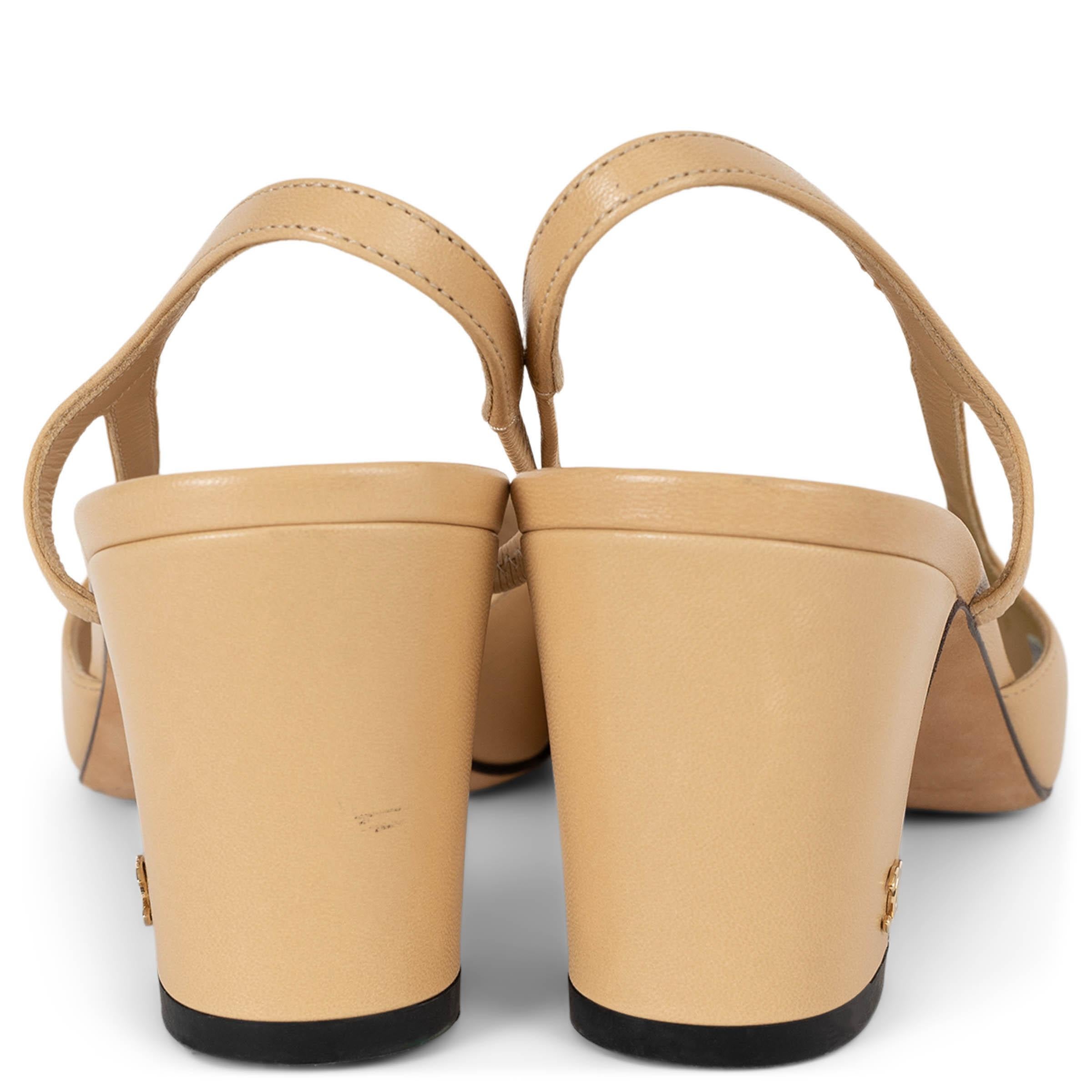 CHANEL cuir beige et noir G31318 Escarpins escarpins 38,5 Pour femmes en vente