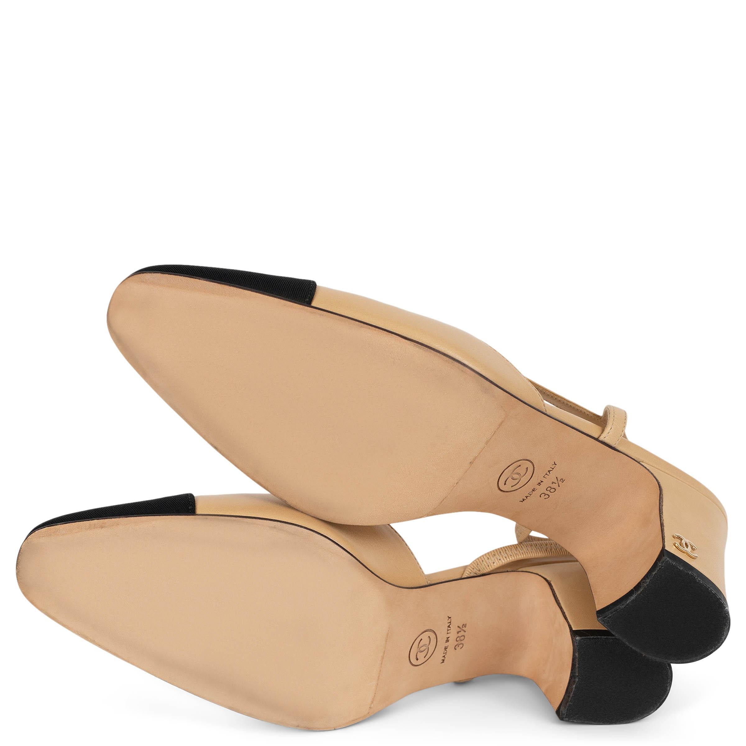 CHANEL cuir beige et noir G31318 Escarpins escarpins 38,5 en vente 4
