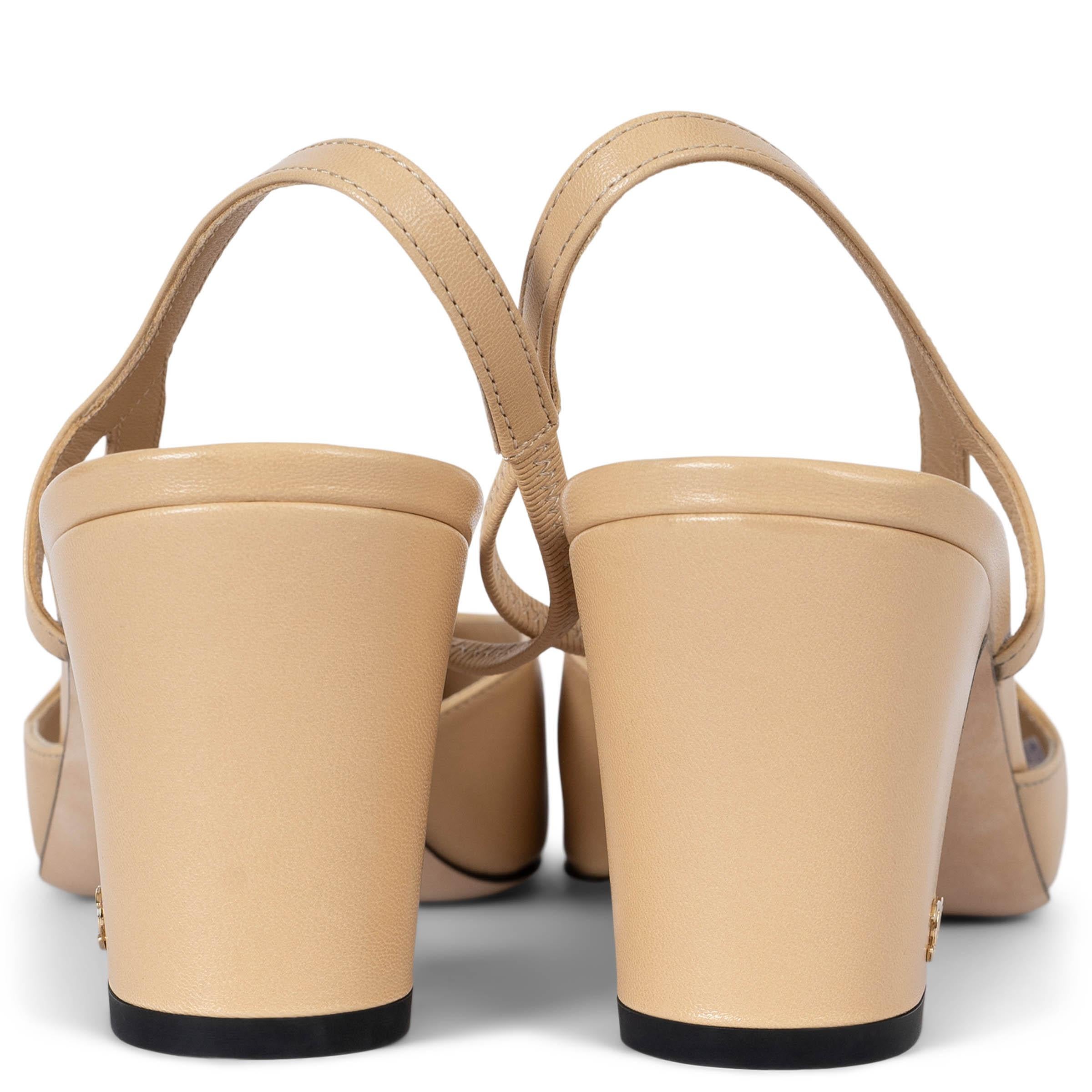Chanel beige e nero in pelle e grosgrain Scarpe Slingback 41.5 In condizioni ottime a Zürich, CH