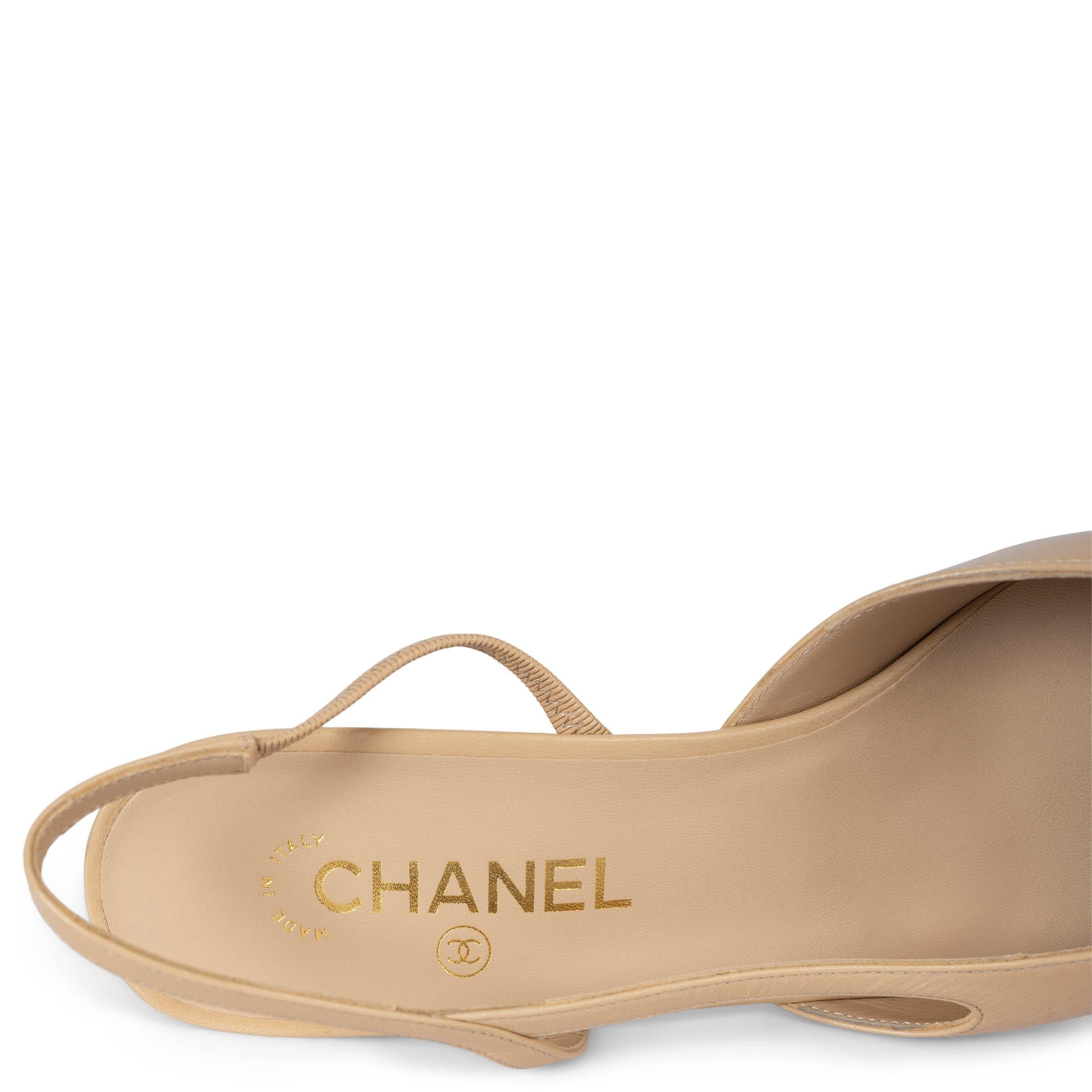 Chanel beige e nero in pelle e grosgrain Scarpe Slingback 41.5 2