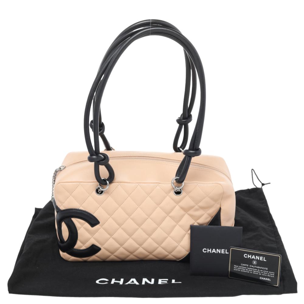 Chanel Beige/Black Quilted Leather Cambon Ligne Bowler Bag 6