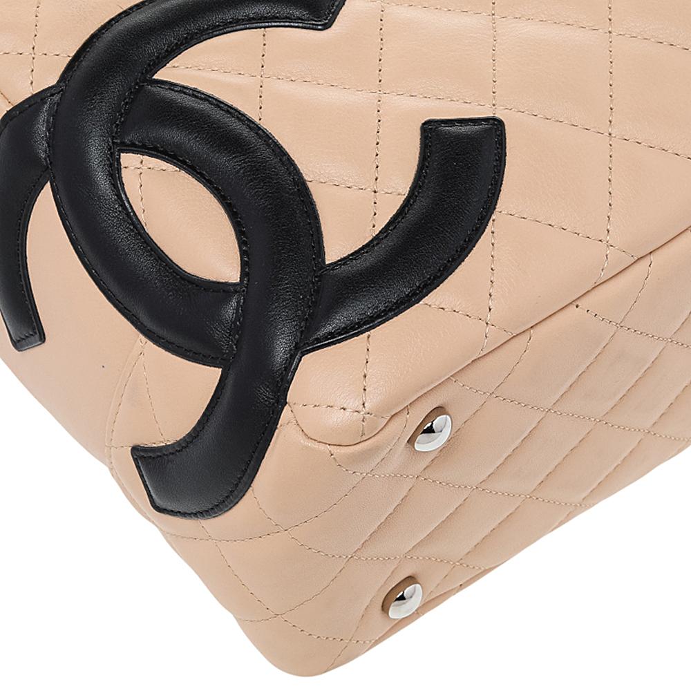 Chanel Beige/Black Quilted Leather Cambon Ligne Bowler Bag 3