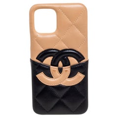 Chanel Beige/Black Quilted Leather CC iPhone 11 Pro Case