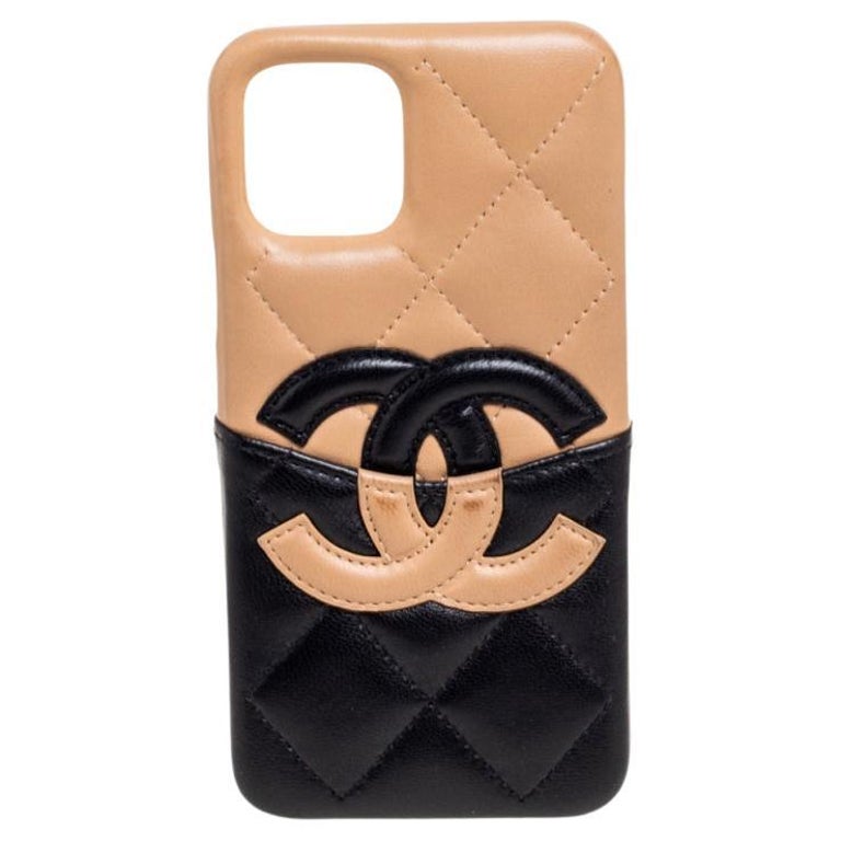 CHANEL iPhone Phone Case CC Logo Black Caviar Leather