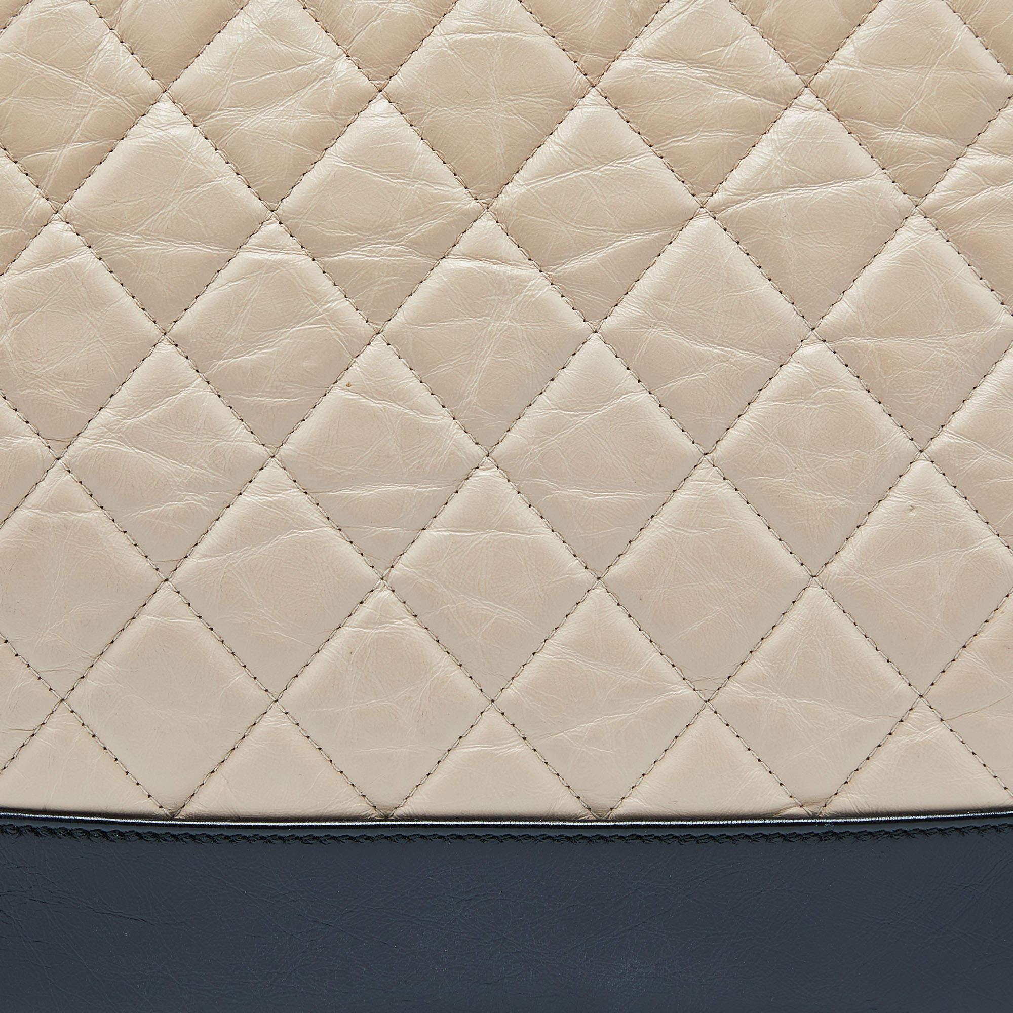 Chanel Beige/Black Quilted Leather Gabrielle Clutch 5