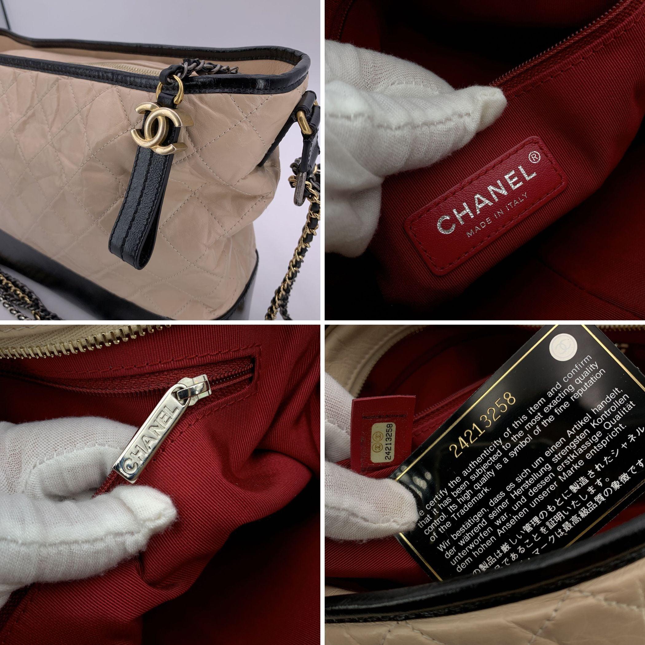 Chanel Beige Negro Acolchado Piel Gabrielle Bolso Grande en venta 1