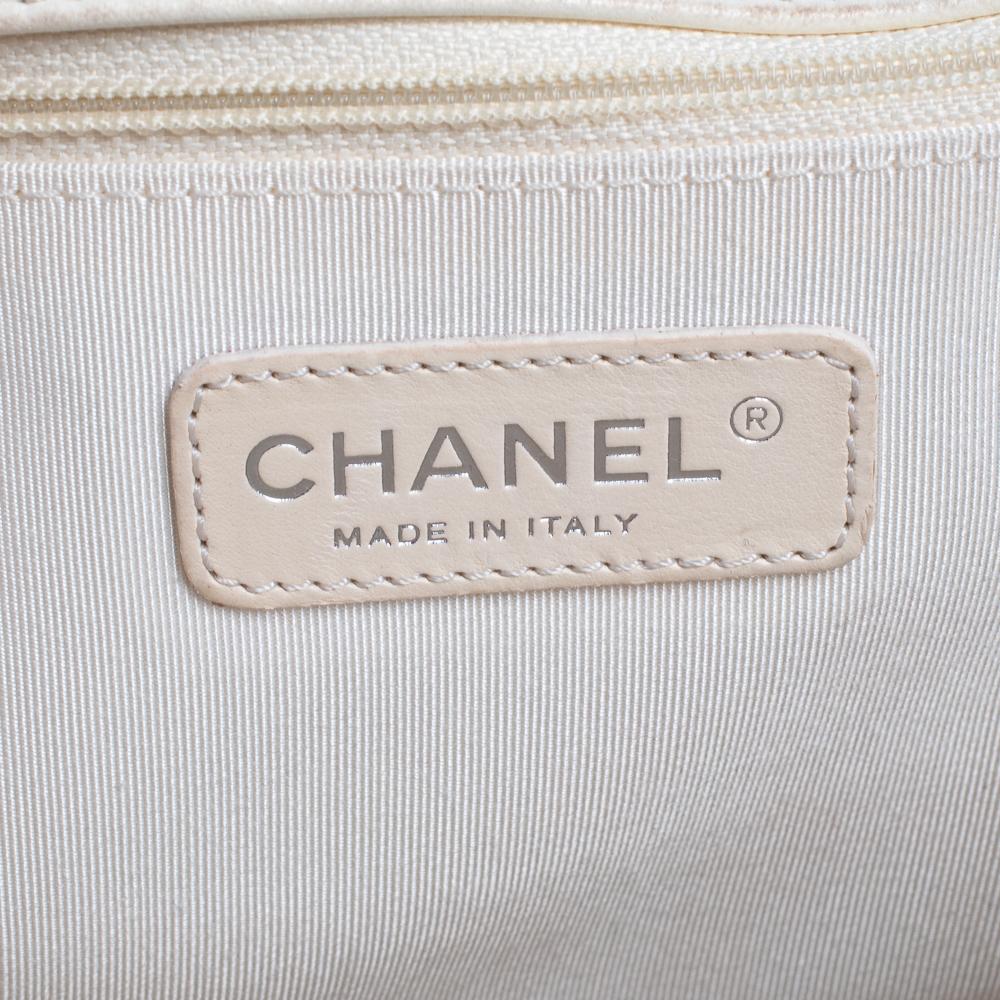Chanel Beige/Black Quilted Leather Large Boy Flap Bag 4