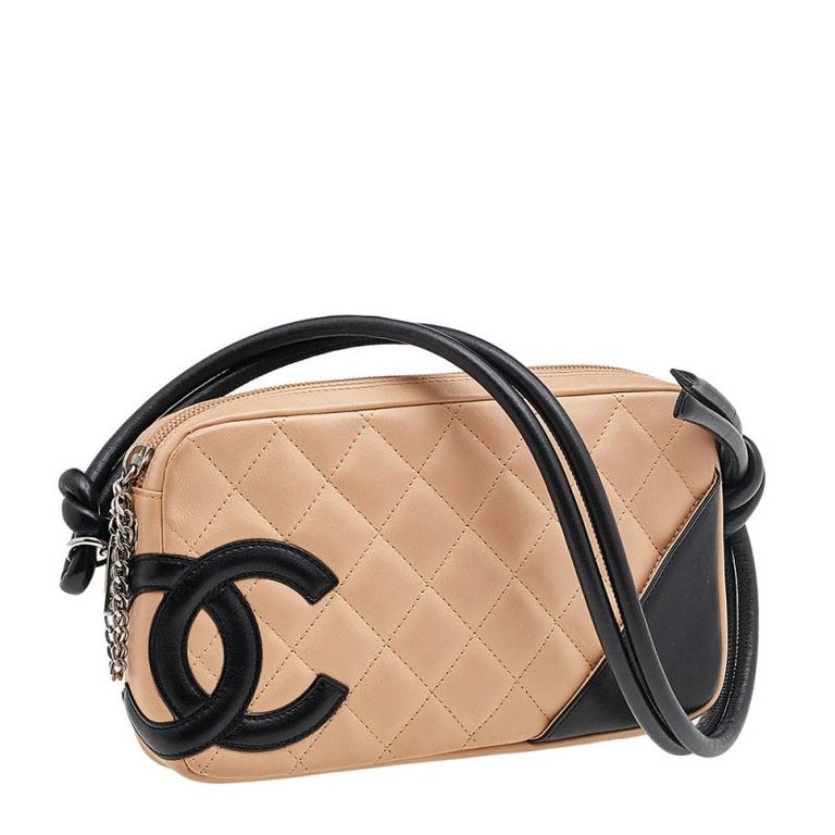 Chanel Calfskin Quilted Cambon Pochette Beige