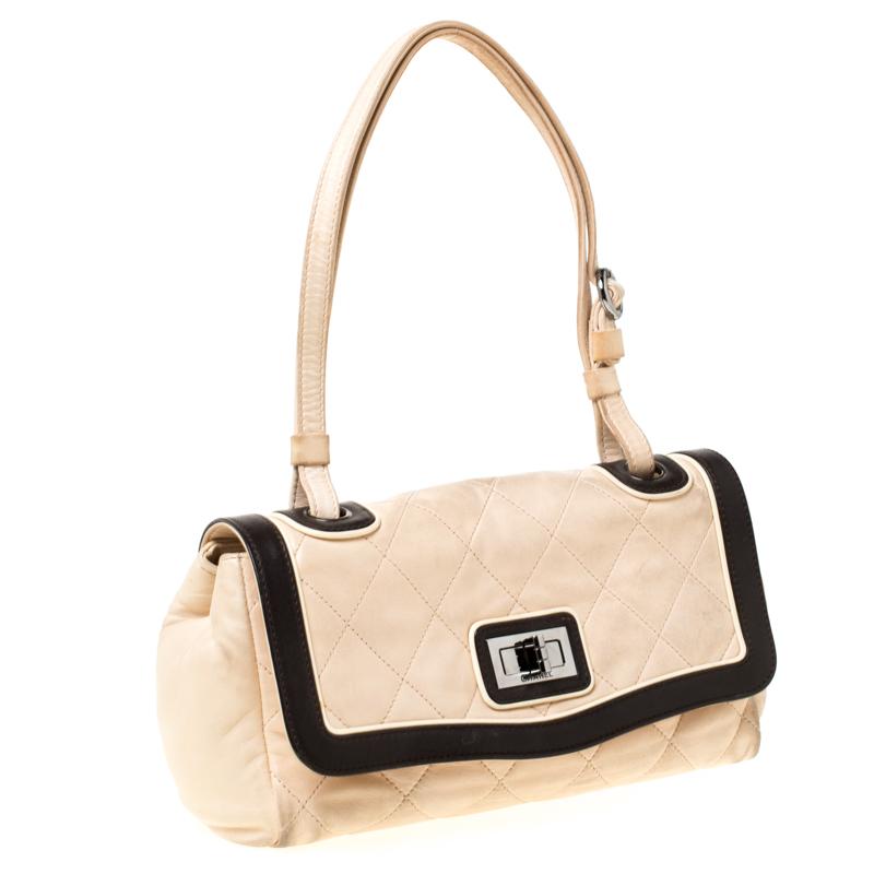 Women's Chanel Beige/Black Quilted Leather Reissue Shoulder Bag