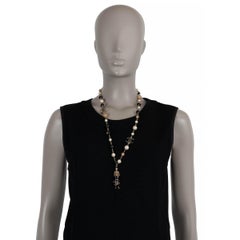 CHANEL beige black white 14C MADEMOISELLE COCO PEARL Necklace