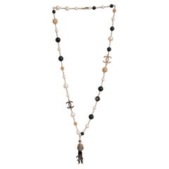 CHANEL beige schwarz weiß 14C MADEMOISELLE COCO PEARL Halskette
