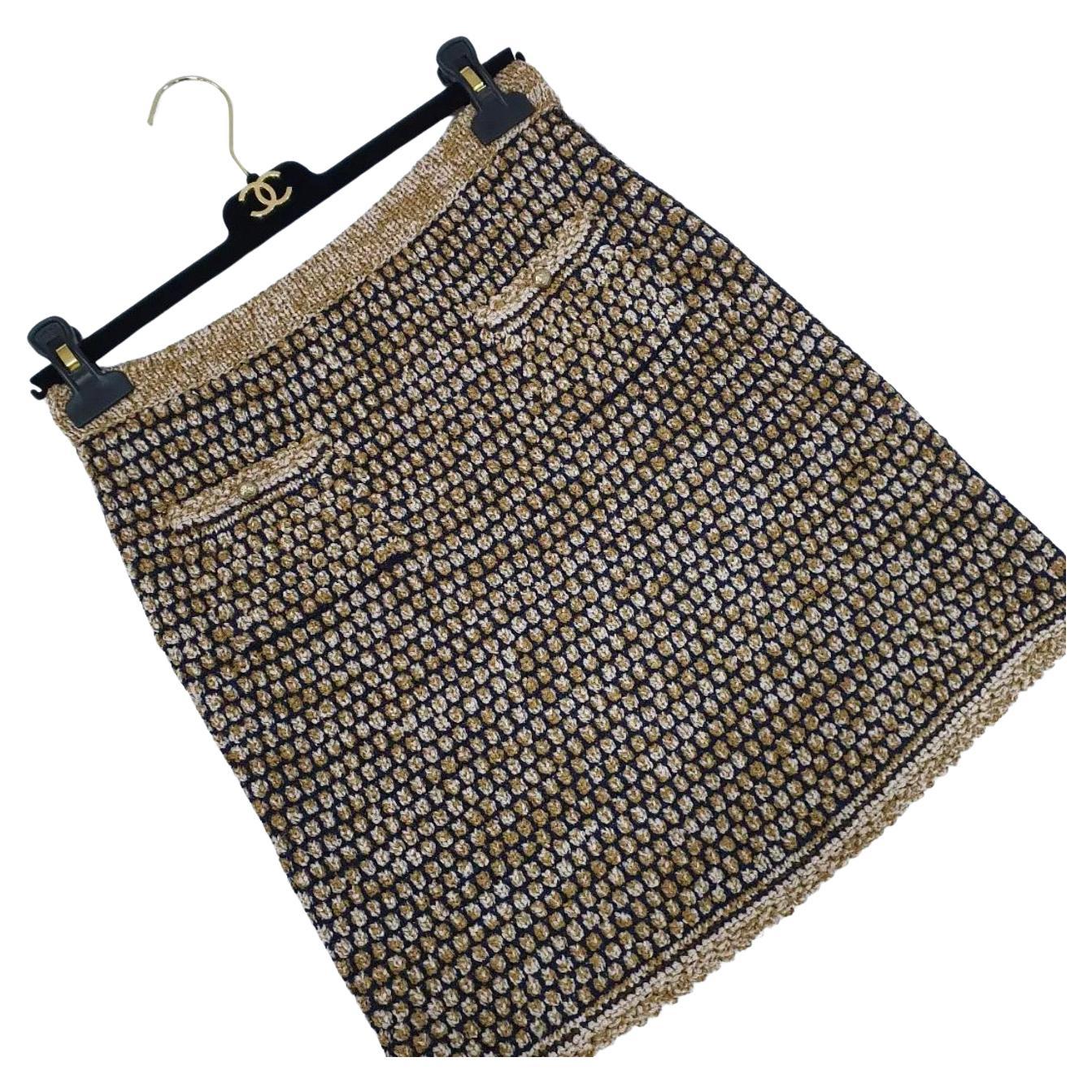 Chanel - Tweed beige et bleu en vente