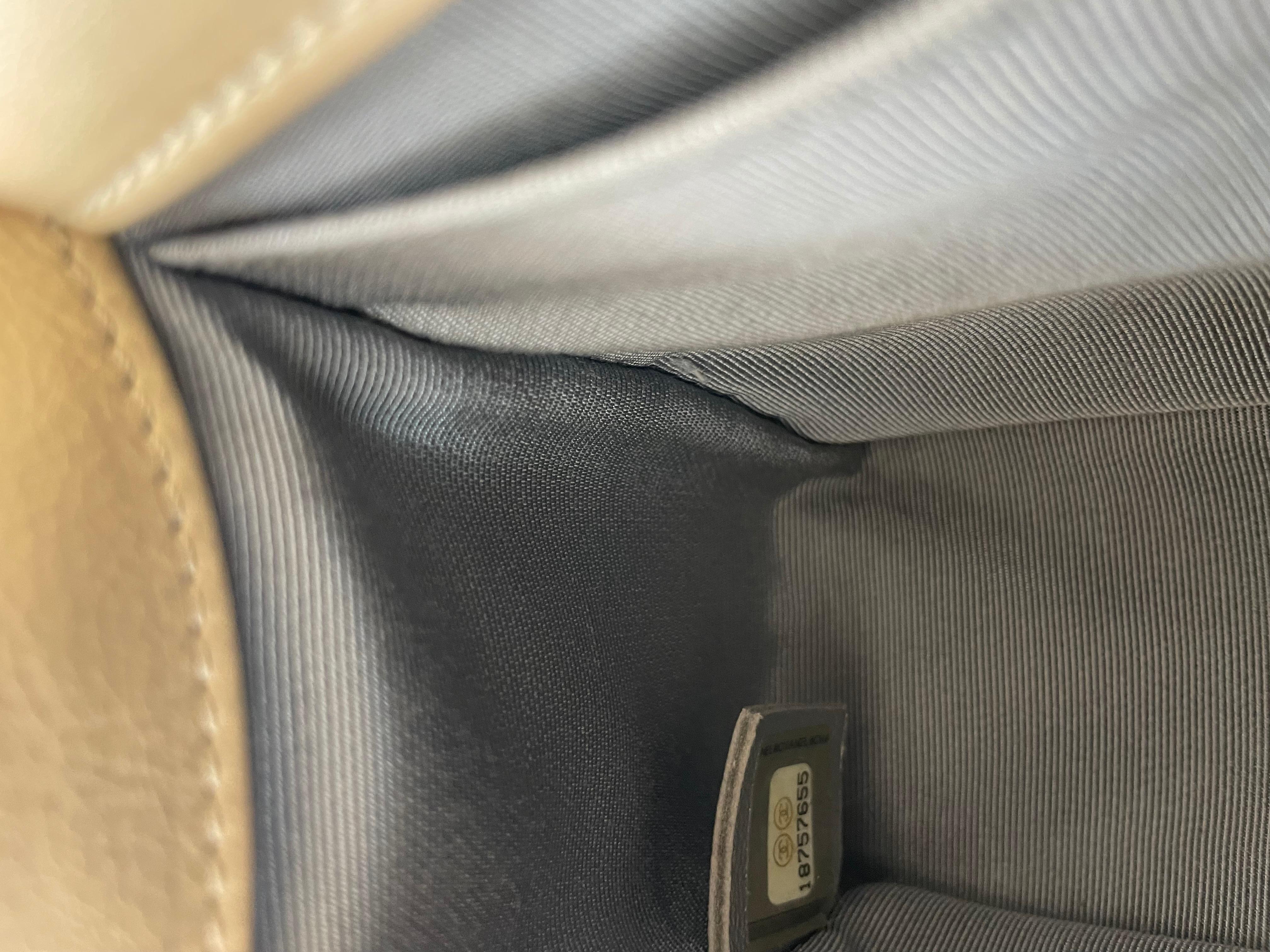 Chanel Beige Boy Flap Bag Quilted Calfskin Medium  For Sale 8