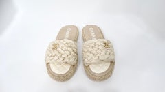 Chanel Beige Braided Cord Slide Sandals