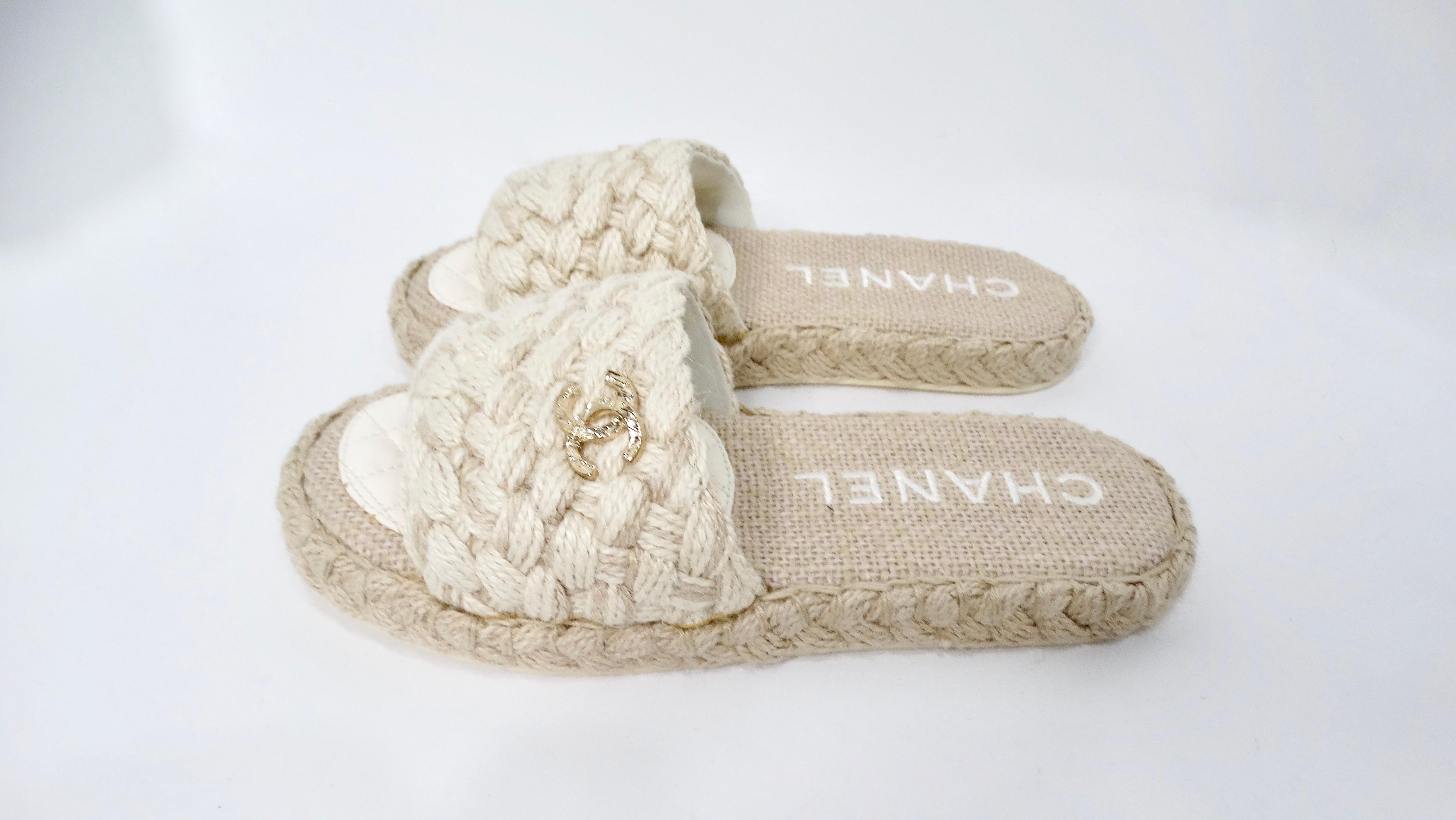 Women's Chanel Beige Braided Cord Slide Sandals For Sale