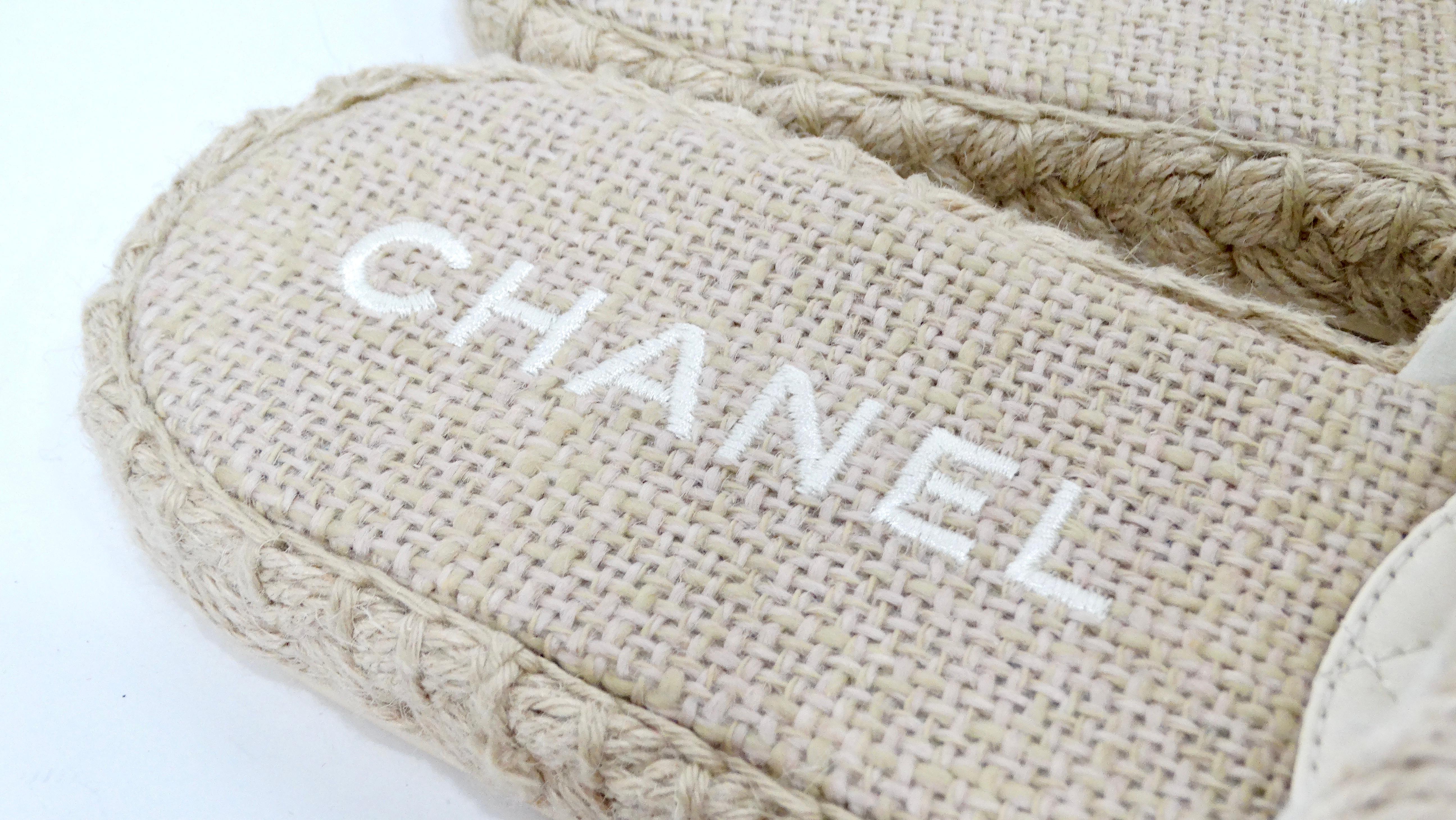 Chanel Beige Braided Cord Slide Sandals For Sale 3