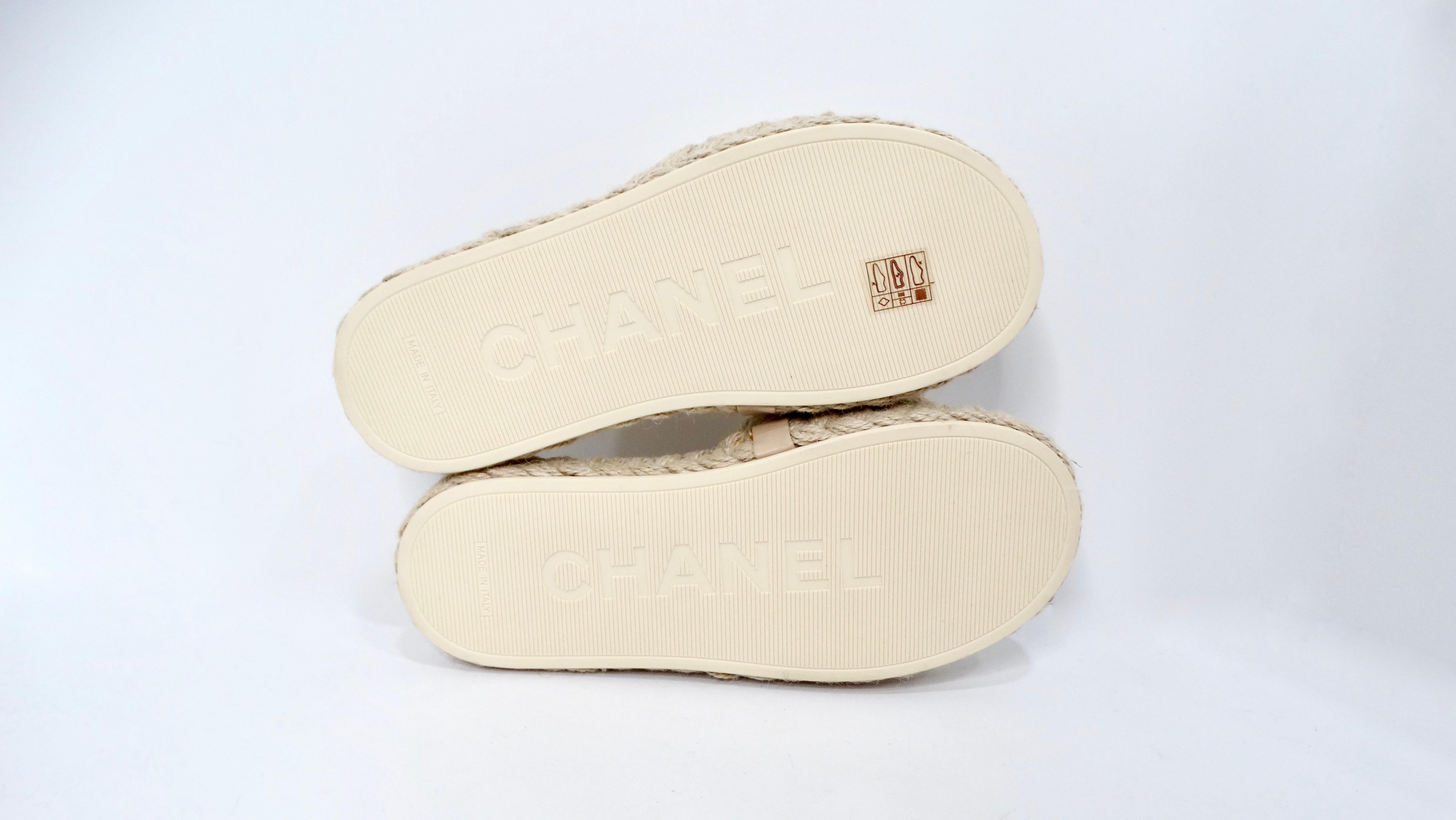 Chanel Beige Braided Cord Slide Sandals For Sale 4