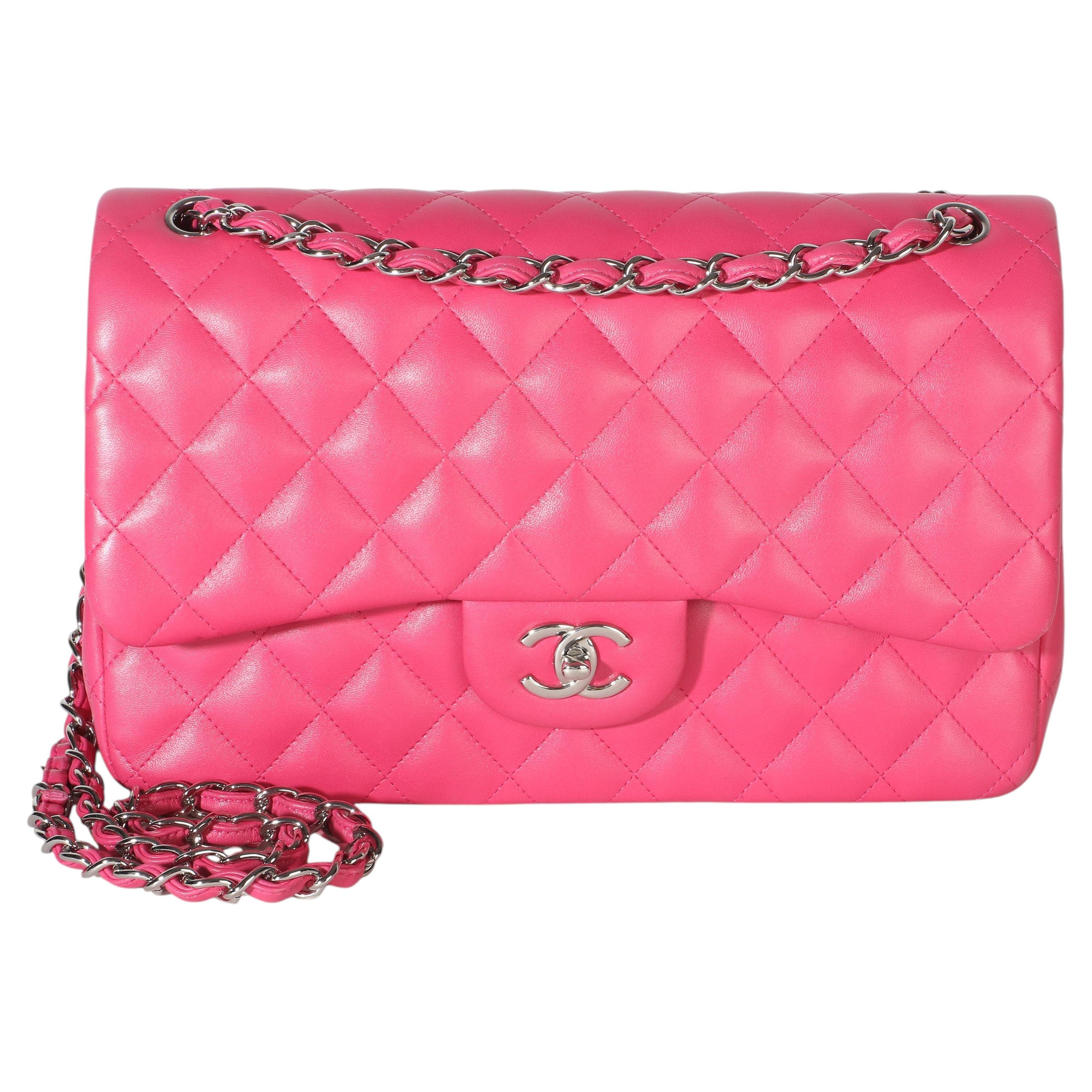 Sac Chanel Jumbo à double rabat en cuir d'agneau matelassé rose