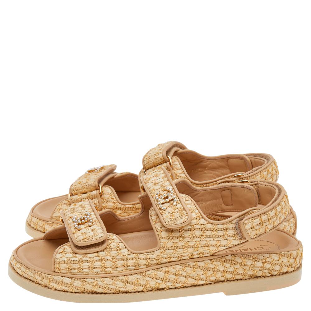 chanel straw sandals