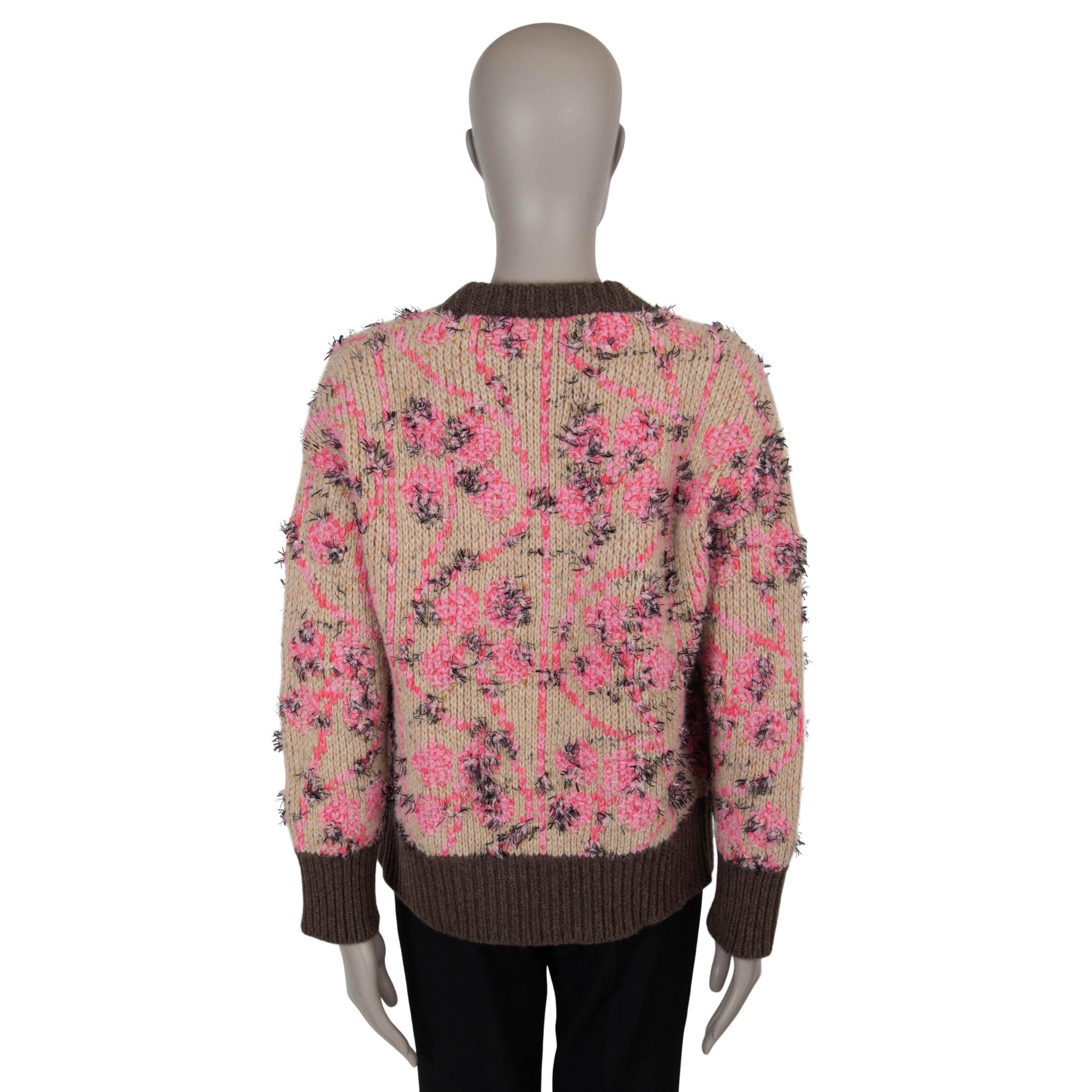 Brown CHANEL beige brown pink cashmere 22K FRINGE KNIT Jacket 36 XS For Sale