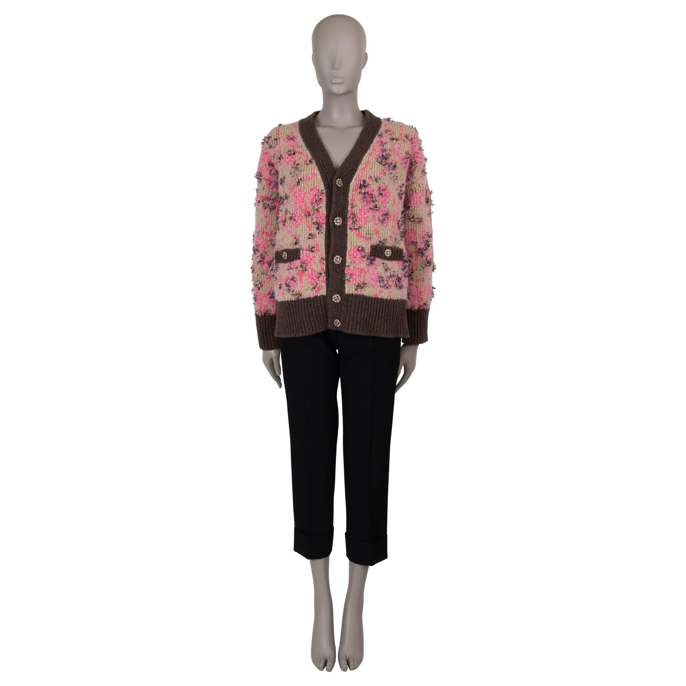 Women's CHANEL beige brown pink cashmere 22K FRINGE KNIT Jacket 36 XS For Sale