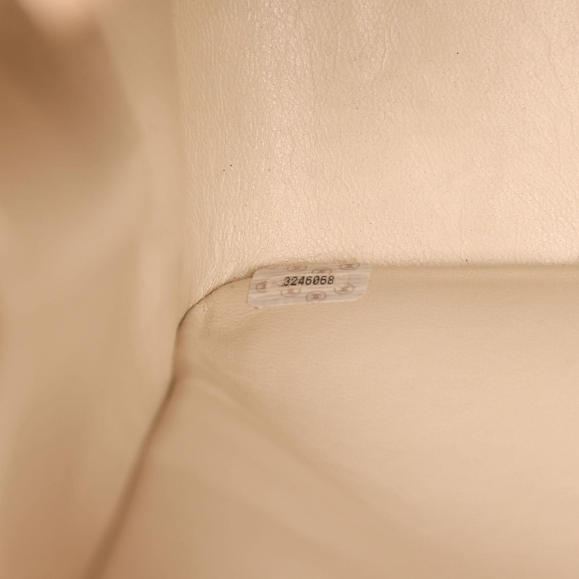 Chanel Beige & Brown Quilted Striped Linen Vintage XL Timeless Shoulder Bag 5