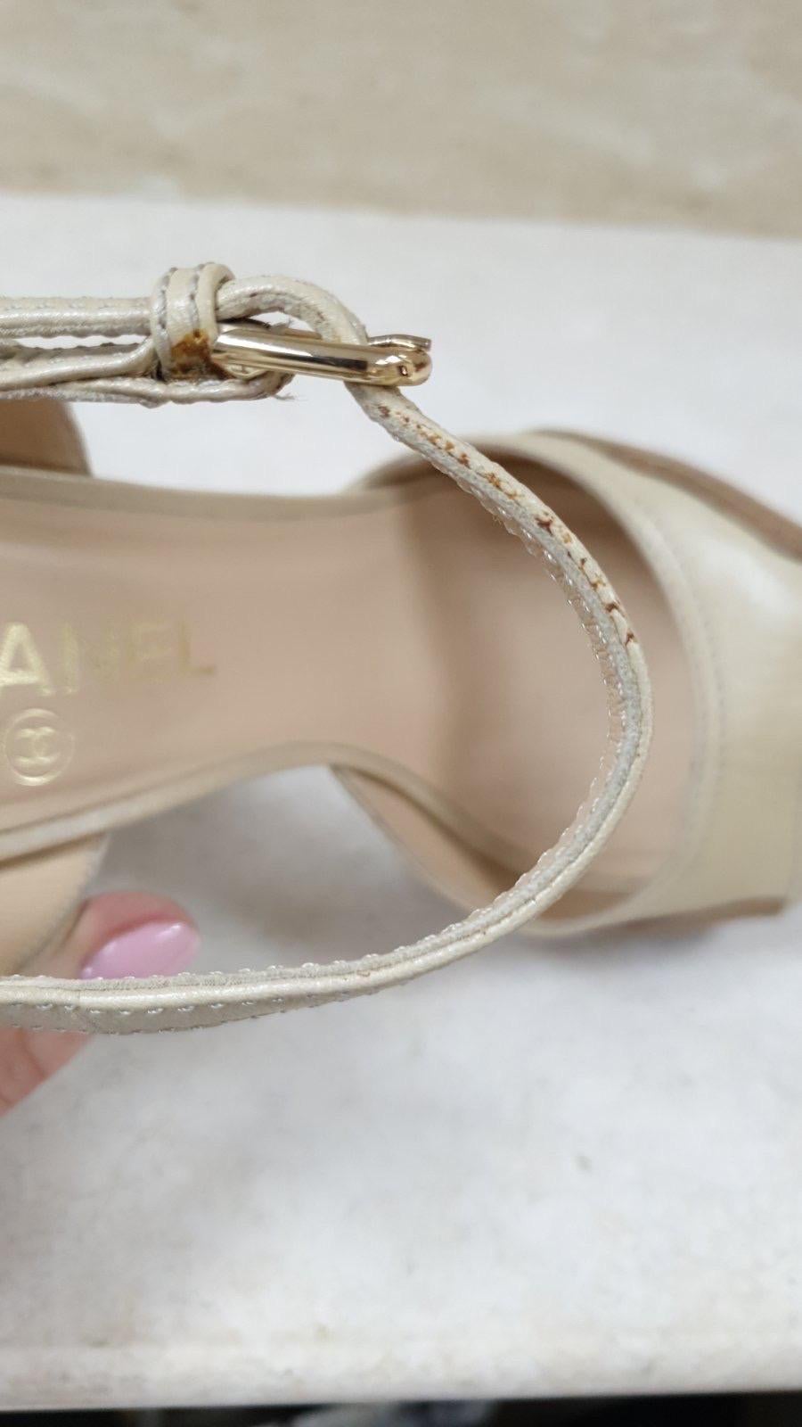 Chanel Beige Brown Slingback Sandal  For Sale 7